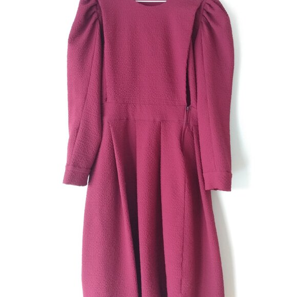 Mennonite Dress 41" Bust 36" Waist Old Colony Cape Bodice Stretchy Burgundy - Picture 2 of 12